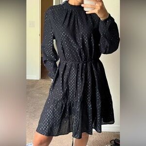 Gap Mockneck Metallic Polka Dot Mini Dress